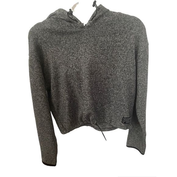 PINK VICTORIAS SECRET grey cropped sweatshirt size small - Picture 1 of 3